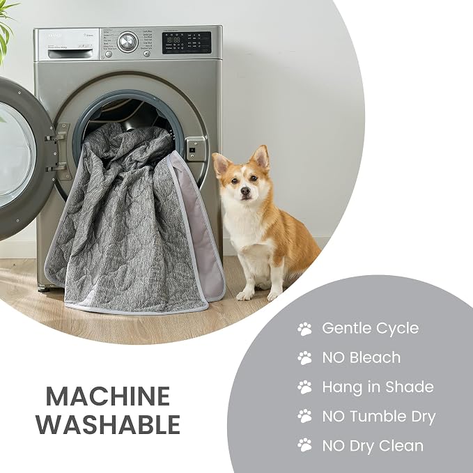 Cozy Bliss Deluxe Leakproof Cooling Blanket for Small Dogs Q-Max 0.5, Soft & Durable Washable Pet Cooling Mat for Hot Weather, Livingroom, Pet Throw & Couch Protector for Cats, Charcoal Grey, 25"x35"