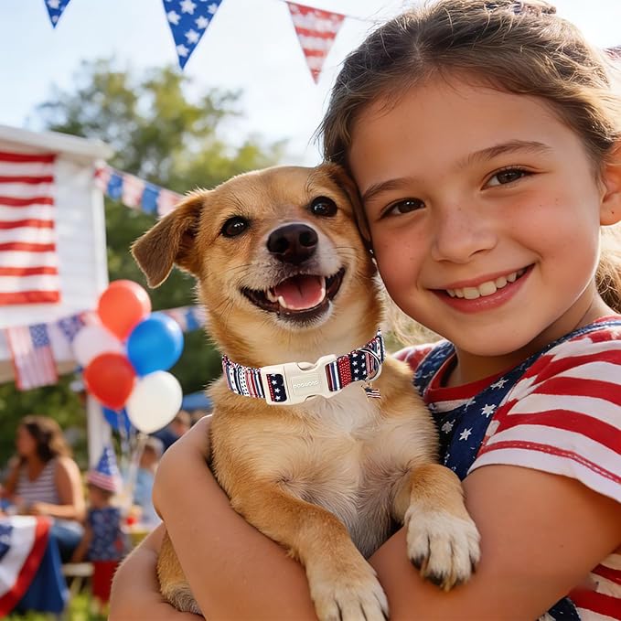 Independence Day Dog Collar for Small Dogs, 4th of July Dog Collar, Patriotic American Flag Dog Collars for Small Dogs, S