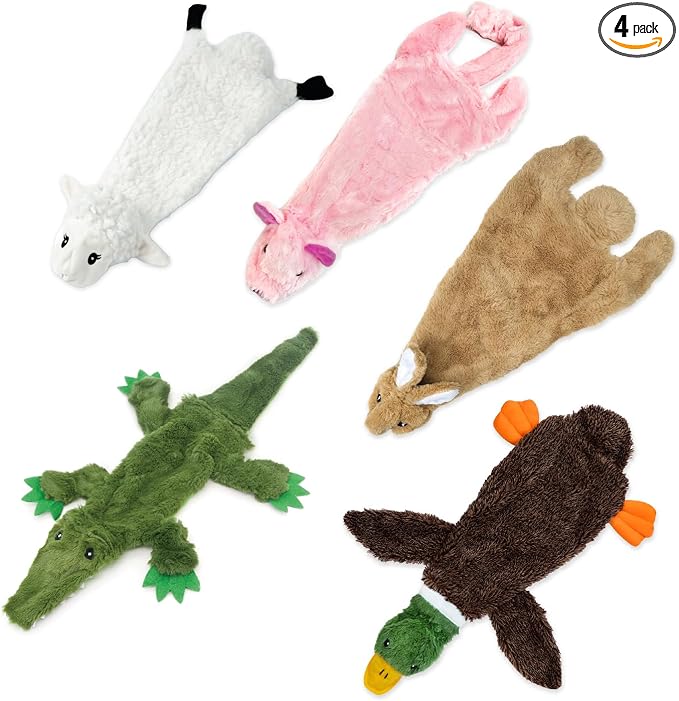Best Pet Supplies Squeaky Dog Toys with Soft Durable Fabric for Small, Medium and Large Pets Interactive Toy for Indoor Play, Supports Active Biting and Play - Large (Hare, Sheep, Cow, Pig, Penguin)