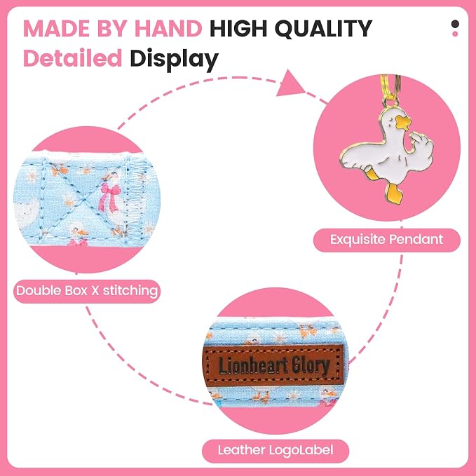 Lionheart glory Dog Collar - Spring Cute Dog Collars Sturdy Adjustable Soft Collar Blue Ducky Pattern for X-Small Dogs Puppy Male Female Holiday Pet Collars
