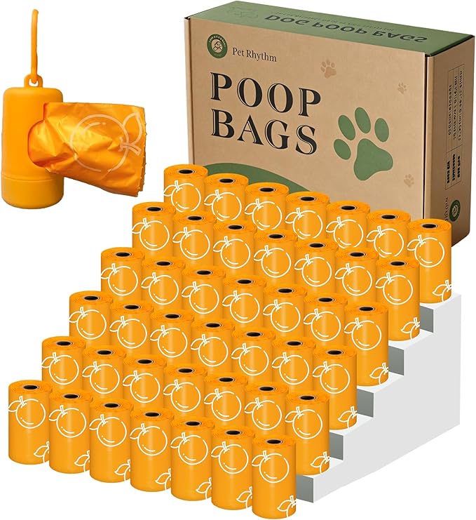 Citrus Scented Dog Poop Bags - 630 counts Orange Pet Waste Bags with Dispensers, Extra Large 13x9 Inch Leak-Proof Fragrance Bags for Dogs Walking and Cat Litter