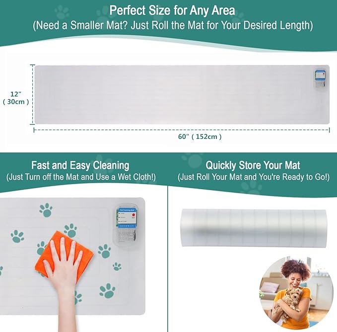 SEERWAY Scat Pet Shock Mat with Tester, Shock Pads for Dogs and Cats Training Indoor, Electric Repellent Mat Keeps Pets Off Couch, Sofa, Counter Top, 3 Training Modes, Battery Operated