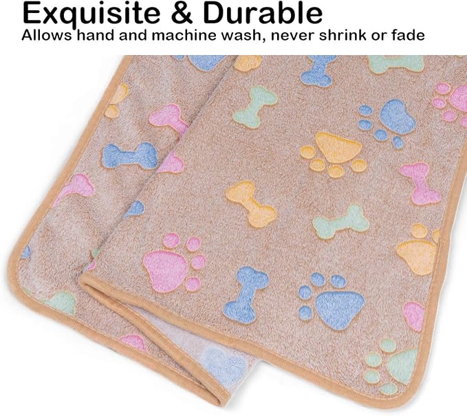 Dono 1 Pack 3 Dog Blankets, Soft Fluffy Fleece Pet Blanket Warm Sleep Mat Paw Print Design Puppy Kitten Throw Blankets Doggy Blanket for Dogs