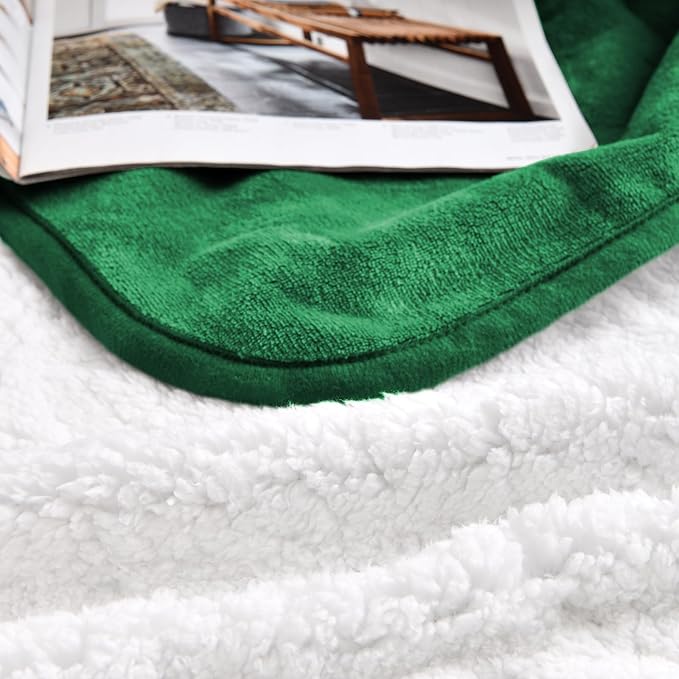 Waterproof Blanket for Bed Couch Sofa, Soft Liquid Pee Proof Pet Blanket for Dog Puppy Cat, Reversible Sherpa Fleece Furniture Protector (Green, 50x60 inches)