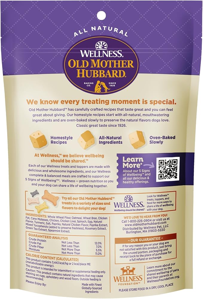 Wellness Old Mother Hubbard Training Bitz Assorted Mix Dog Treats, Natural Biscuits, 3 Flavors, 8 oz Bag