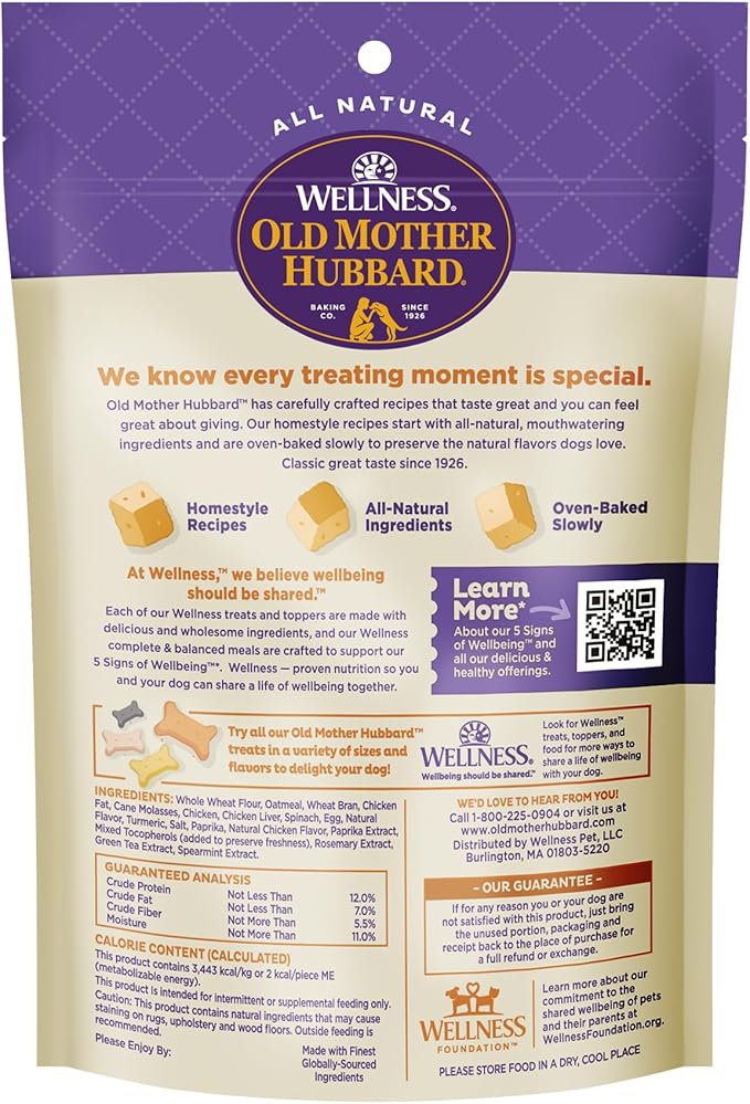 Old Mother Hubbard Wellness Training Bitz Assorted Mix Dog Treats, Natural Biscuits, 3 Flavors, 8 oz Bag (Pack of 2)