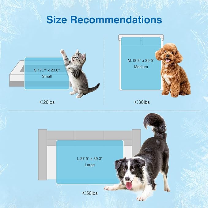 Dog Cooling Mat, Q-Max>0.5 Ice Silk Cooling Pad for Dogs Non-Slip & Foldable, No Electricity or Water Required - Portable Pet Mat for Crate, Car, Travel,Sofa,Floor (3 Sizes)