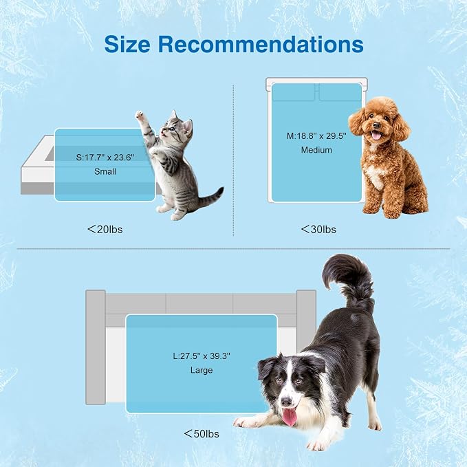 Dog Cooling Mat, Q-Max>0.5 Ice Silk Cooling Pad for Dogs Non-Slip & Foldable, No Electricity or Water Required - Portable Pet Mat for Crate, Car, Travel,Sofa,Floor (3 Sizes)