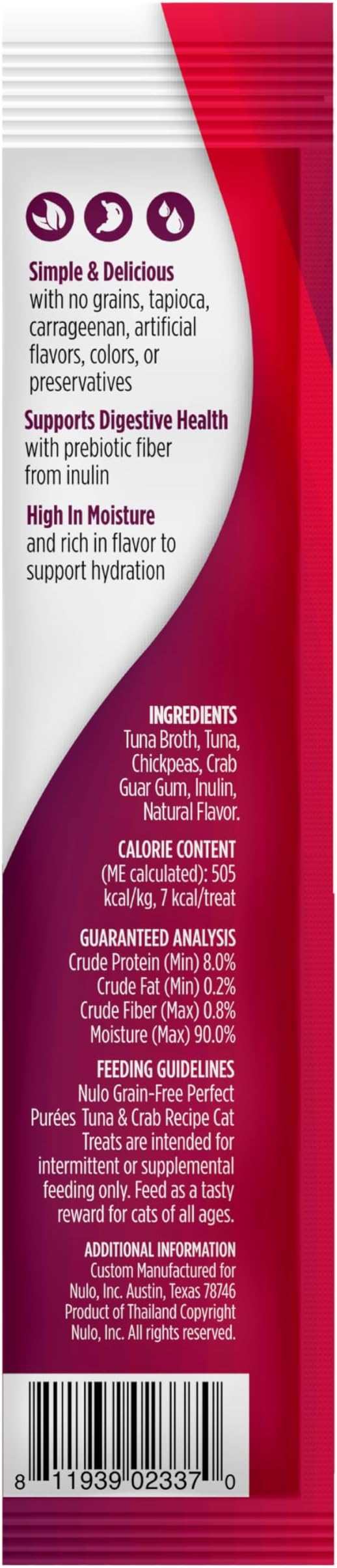 Nulo Freestyle Lickable Cat Treats - Perfect Purées Tuna & Crab, Squeezable Grain-Free Wet Cat Food Topper, High Moisture for Hydration, 48 x 0.5oz