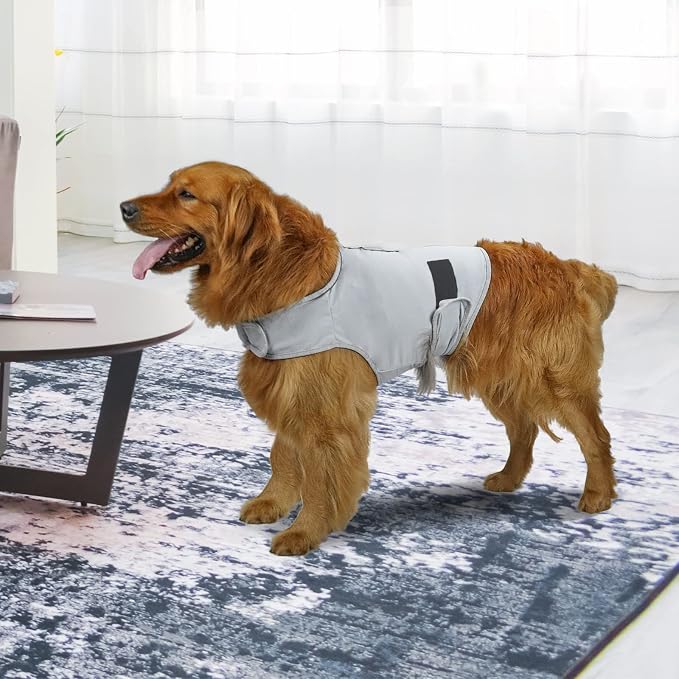 Comfort Dog Anxiety Relief Coat, Dog Anxiety Calming Vest Wrap for Thunderstorm,Travel,4th of July Fireworks,Vet Visits,Separation Anxiety Relief for Dogs (Large(Pack of 1), Light Gray)