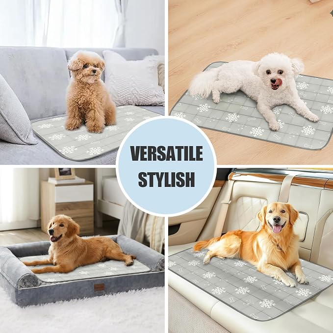RIOGOO Dog Cooling Mat,Dog Blanket Washable,Cool Fabric & Internal Waterproof Cooling Pad (Grey, X-Large (40x30 inch))