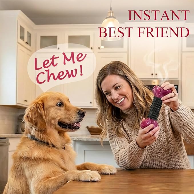 2-Pack Tough Dog Toys for Aggressive Chewers: Bacon Flavored Long Lasting Dog Bones for Large Dogs, Heavy Duty Nylon & Rubber Dog Chew Toys to Keep Them Busy, Medium & Large Breed, Black