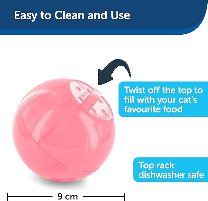 PetSafe Slimcat Feeder Ball - Interactive Game for Your Cat - Fill with Food and Treats - Pink