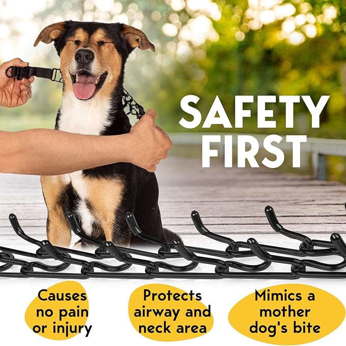 PetJett Prong Collar for Dogs - Choke Collar for Dogs, Pinch Collar for Dog Adjustable No Pull Dog Collar - Training Collar for Small Medium Large Dog Safety Durable Stainless Steel Metal Choker Chain