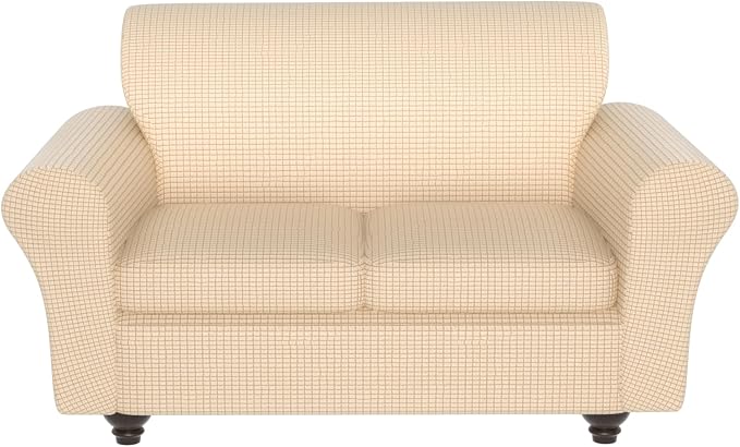 Stretch Couch Covers for 2 Separate Cushion Couch Sofa -Living Room Couch Sofa Cover,Washable Sofa Slipcover,Pet Friendly Furniture Protector with Elastic Bottom,Universal Fit for Home(Beige,Loveseat)
