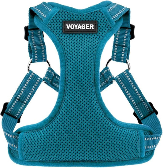 Best Pet Supplies Voyager Adjustable Step-in Flex Breathable Mesh Dog Harness for Small Medium Large Dogs (Turquoise), L