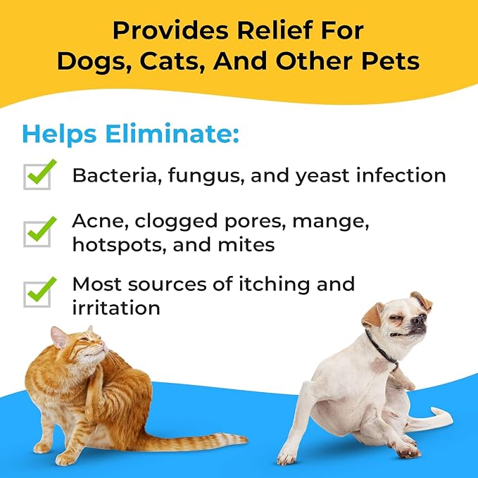 Smiling Paws Pet Medicated Shampoo for Dogs & Cats - Dog Shampoo for Smelly Dogs - Passionfruit Scent (16oz)