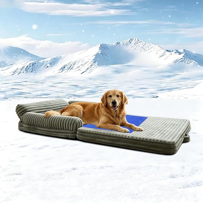 Dog Cooling Mat, 45x31.5 inches Pressure-Activated Gel Pad for Large Medium Dogs Non-Toxic Cool Mat for Bed, Crate, Summer Travel, No Water or Freezing Needed Blue