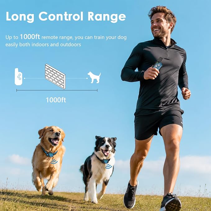 Shock Collar for Dogs, Dog Training Collar with Remote Control for 2 Dogs, 3 Training Modes with Beep, Vibration and Satic, Waterproof, Rechargeable for Large Medium
