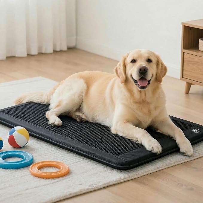 Electric Dog Cooling Mat, 30"x24" Pet Cooling Mat Indoor for Dogs and Cats, 3 Cooling Levels, Ultra-Quiet Operation, Non-Slip Chill Pad for Dogs & Cats from 22–55 lbs, Ideal for Summer