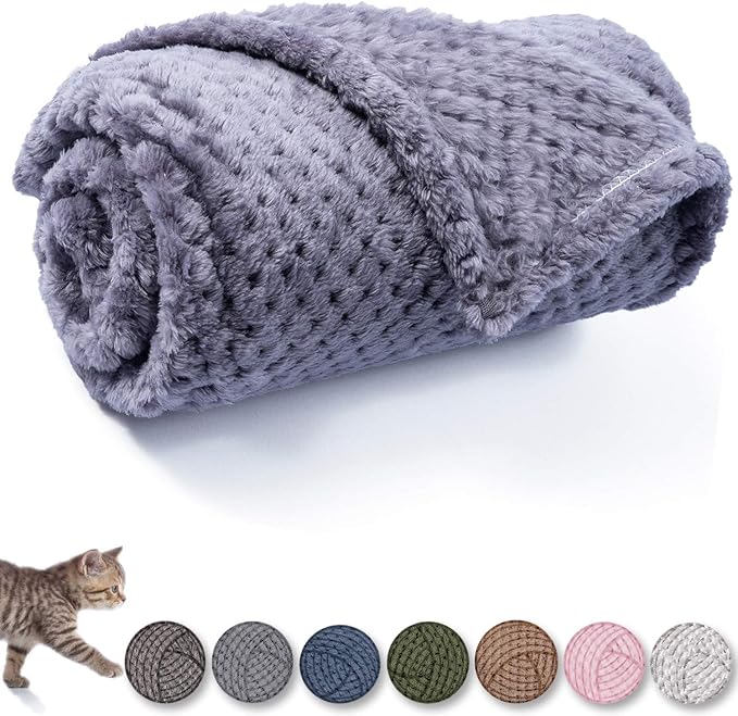 Warm Soft Fuzzy Dog or Cat Blanket, Plush Fleece Throws for Puppy, Kitten, Medium, Large Dogs - Purple (40" x 48")