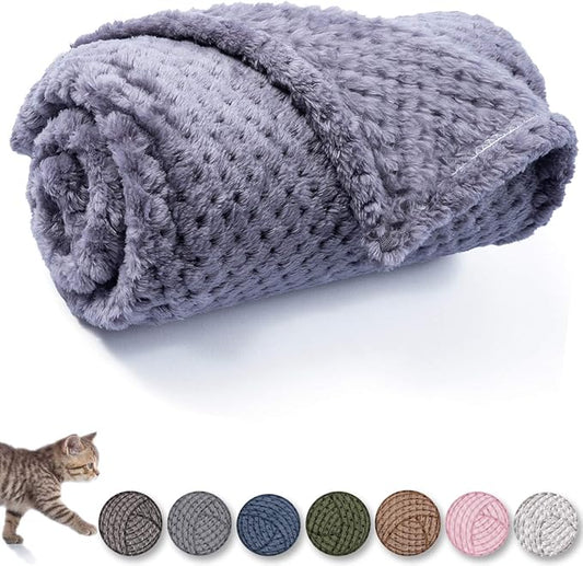 Warm Soft Fuzzy Dog or Cat Blanket, Plush Fleece Throws for Puppy, Kitten, Medium, Large Dogs - Purple (40" x 48")