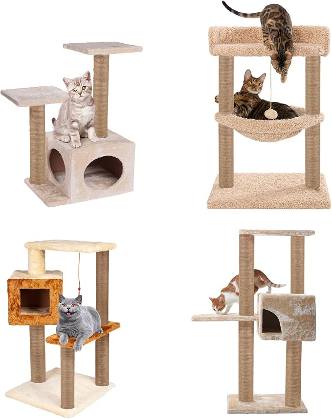 4 PCS M8 Cat Scratching Post Replacement, 15.7 x 3.1 Inches Cat Tree Replacement Post Jute Pole for Indoor Cats with M8 Screws, for Kitten Tree Tower Spare Cat Furniture Accessories