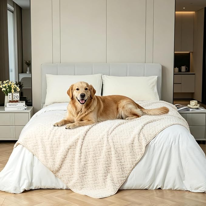 Waterproof Dog Blanket Reversible, Leakproof Pet Blanket for Large Dogs, Soft Furniture Sofa Couch Cover Protector Washable, Fleece Cat Throw Bed, Reversible Washable Soft Plush