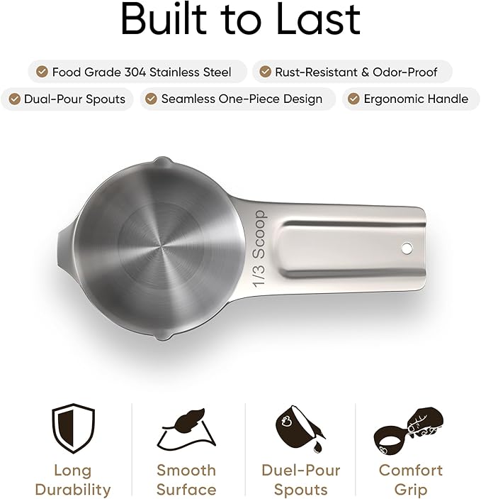 Color Up ⅓ Cup Pet Food Scoop – Stainless Steel Dog Food Scoop Cup – Rust-Resistant, Durable Measuring Scoop for Dogs, Cats, Birds & Rabbits – Ideal for Dry Food & Treats