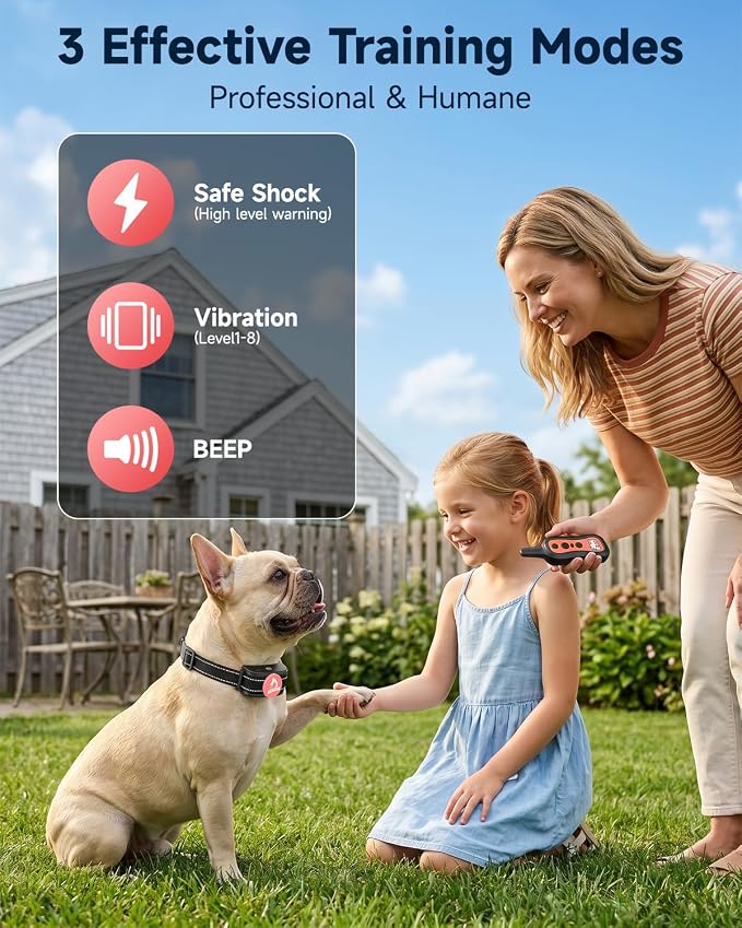 PATPET Dog Training Collar Shock Collar with Remote - 3 Training Modes, Beep, Vibration and Shock, Up to 1000 ft Remote Range, Rainproof for Small Medium Large Dogs