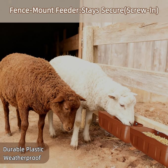 Chicken Feeder Waterer,Hanging Goat Feeders,Feed Trough 3.5 Quart 6 Pack,Hanging Fence Feed Trough for Poultry Livestock,Terracotta