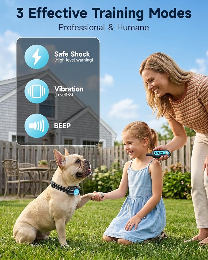 PATPET Dog Training Collar Dog Shock Collar with Remote - 3 Training Modes, Beep, Vibration and Shock, Up to 1000 ft Remote Range, Rainproof for Small Medium Large Dogs