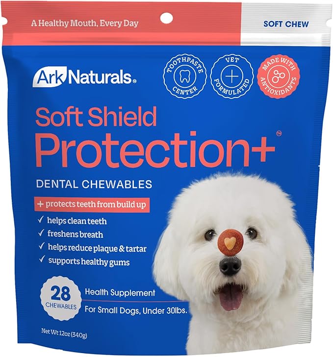 Ark Naturals Soft Shield Brushless Toothpaste – Small Breeds, 12oz Bag – Soft-Baked Dog Dental Chew with Toothpaste Center – Prevent Plaque & Tartar and Freshen Breath with Dental Chews for Dogs