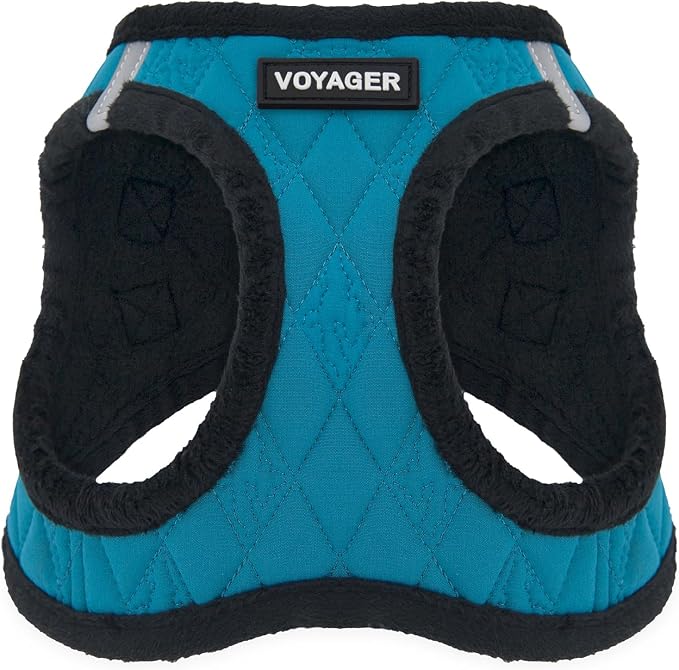 Best Pet Supplies - All Weather Plush, Reflective, No Pull Harness for Small, Medium Dogs, Cats - Secure with Hook & Loop Fastener, Buckle, Double D-Rings - Turquoise Plush, XL