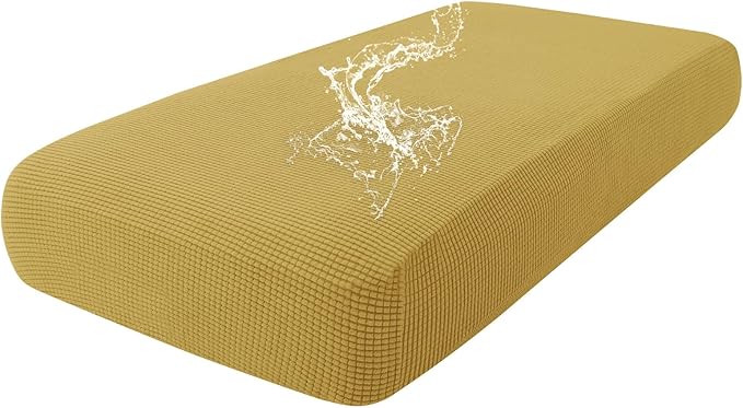 hyha Waterproof Couch Cushion Covers for Pets, Non Slip Sofa Cover for Dogs Washable, Soft Thick Stretch Jacquard Fabric, Sofa Slipcovers with Elastic Bottom (1 Piece for Medium, Ginger Yellow)