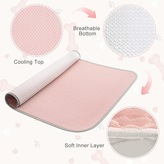 Buvlnee Summer Dog Cooling Mat Washable Ice Silk Self Cool Pad for Small Medium Large Dogs and Cats, Pet Sleeping Pad for Crate, Bed, Indoor & Outdoor Floor, Car Seats