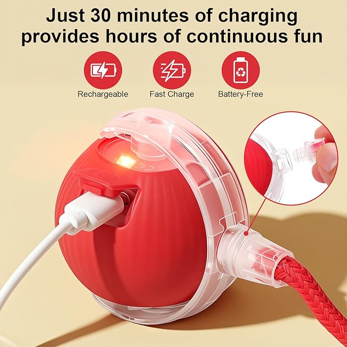 Smart Interactive Automatic Electric Rolling Moving Rechargeable Motion Activated Self Solo Play Electronic Stimulation Chase Teaser Ball Toy with Rope for Indoor Bored Adult Cat and Dog, Blue