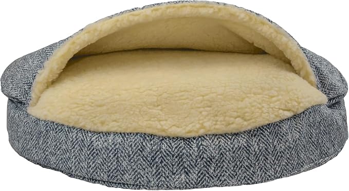 Snoozer Cozy Cave Dog Bed - Indoor Dog Bed with Cover Cave, Covered Calming Burrow for Small & Medium Sized Pets with Blanket Attached, Enclosed, Removable Washable Cover - Large, Palmer Indigo
