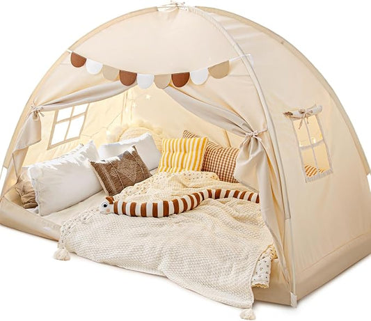 Sherilyn Full Size Bed Canopy Toddler Bed Tents for Kids Dream Tent on Bunk Bed Privacy Space Blackout Sleeping Playhouse Tents Indoor Portable Drafty House for Boys Girl Birthday Gift