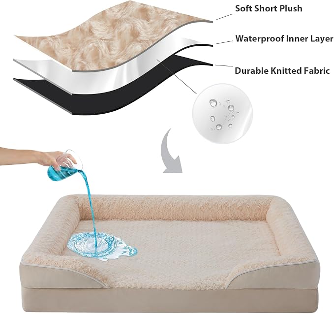 WNPETHOME Dog Beds for Large Sized Dogs, Washable Orthopedic Dog Couch Sofa Bed with Waterproof Lining & Non-Skid Bottom for Pet Sleeping