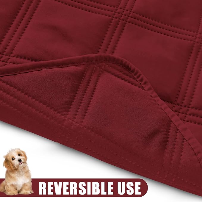 Smiry Waterproof Dog Bed Cover Blanket 40x70, Soft Reversible Pet Blanket, Washable Leakproof Cats Dogs Couch Cover for Sofa, Couch, Furniture, Wine Red/Wine Red
