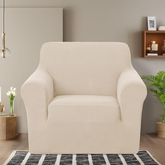 U-NICE HOME Recliner Chair Covers Stretch Couch Cover Sofa Cover Sofa Slipcover Furniture Protector for Chair Cover Pet Friendly(Armchair, Beige)