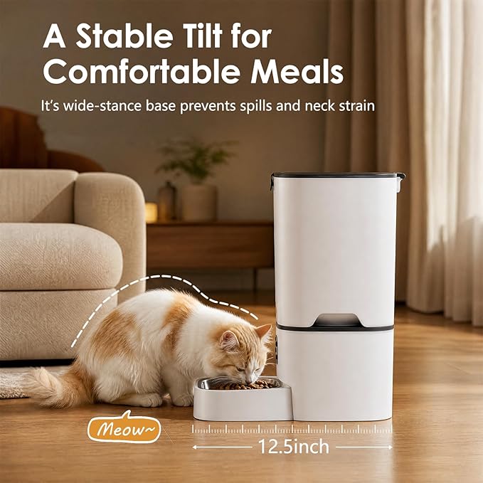 TYM Automatic Cat Feeder, 7L Large Capacity Cat Food Dispenser with Programmable Timer, Portion Control up to 9 Meals/Day, Dual Power Supply, Fresh Food, Easy to Clean for Cats and Small Dogs
