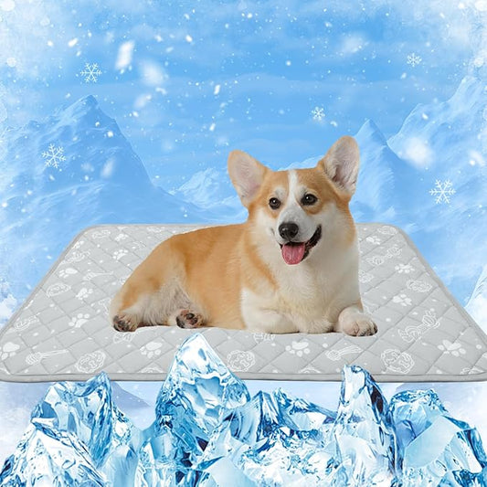 MH MYLUNE HOME Self Cooling Mat for Dog, 28”x39”Cool-Chill Cooling Fiber & Endothermic Color Changing Pet Cooling Pad, Foldable & Washable Non-Toxic Summer Pet Blanket