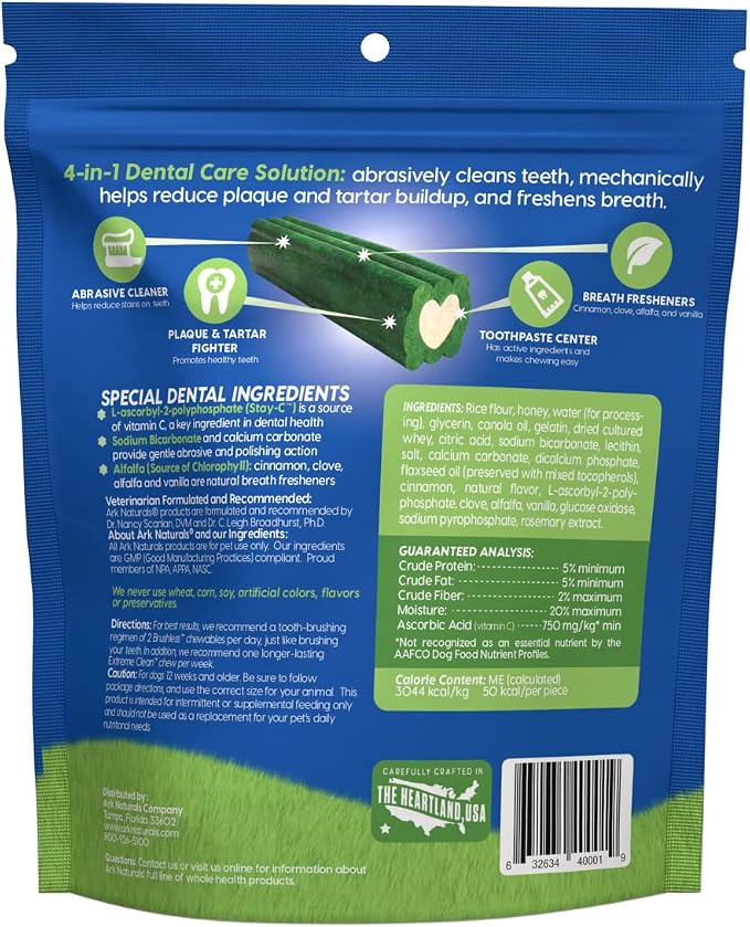 Ark Naturals Brushless Toothpaste – Medium Breeds, 18oz Bag, 2-Pack – Dog Dental Chew with Toothpaste Center – Freshen Breath and Reduce Plaque & Tartar with Dental Chews for Dogs