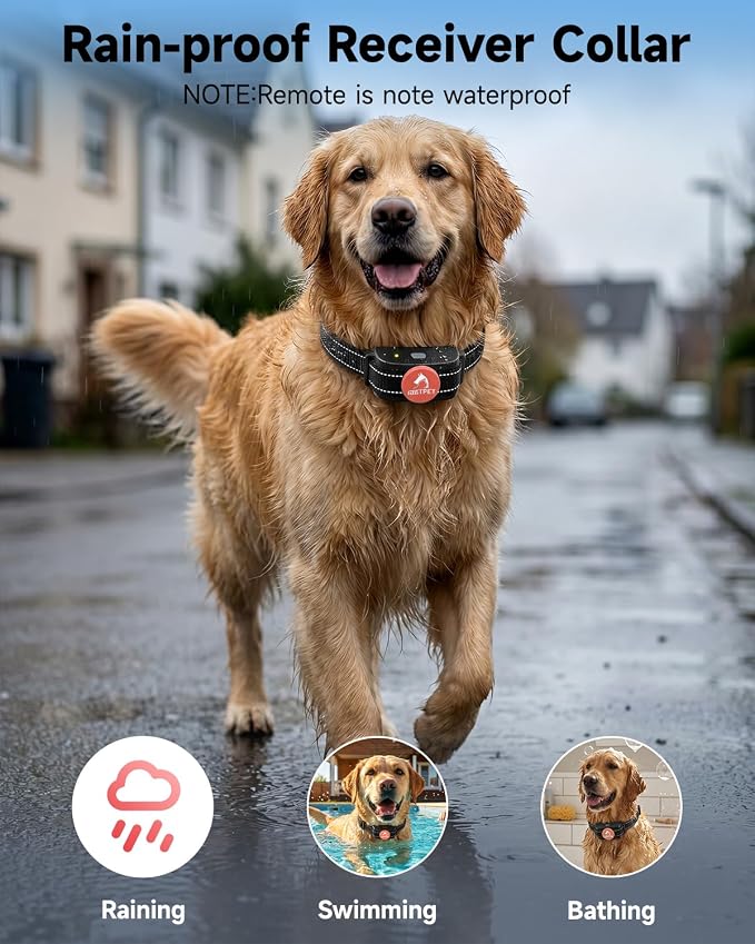 PATPET Dog Training Collar Shock Collar with Remote - 3 Training Modes, Beep, Vibration and Shock, Up to 1000 ft Remote Range, Rainproof for Small Medium Large Dogs