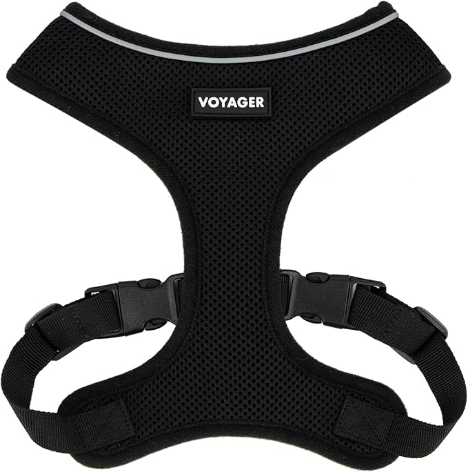 Best Pet Supplies Voyager Aerolite Over the Head Dog Harness, No Pull Breathable Air Mesh Vest, Quick Dry with Reflective Stitching, Adjustable Escape Resistant Harness - Black, X-Large