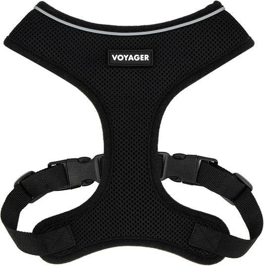 Voyager Aerolite Over The Head Dog Harness, No Pull Breathable Air Mesh Vest, Quick Dry with Reflective Stitching, Adjustable Escape Resistant Harness for Small Medium Large Dogs - Black, Large