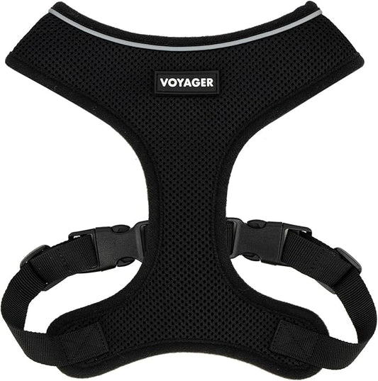 Best Pet Supplies Voyager Aerolite Over the Head Dog Harness, No Pull Breathable Air Mesh Vest, Quick Dry with Reflective Stitching, Adjustable Escape Resistant Harness - Black, Medium