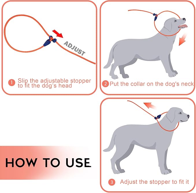 Slip Leads for Dogs Puppy Leash Comfortable 6 FT Heavy Duty Loop Leash No Pull Pet Training Leash 6 Colors Classic Dog Leash for Small Medium Dogs Orange